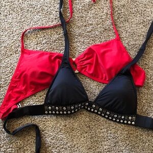 VENUS BOGO bikini tops. Black with bling and red.